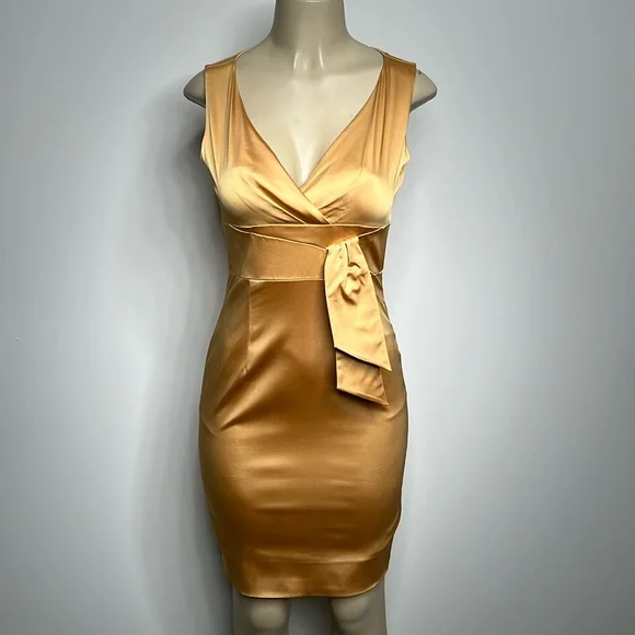 Kay Unger | Dresses | Kay Unger New York Size 2 Gold Satin Mini Dress |  Poshmark
